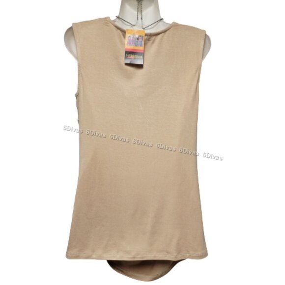 Sleeveless Top Blouse, Cowl Neck Top, Tan Comfy Blouse Top - Size S  M  XL  XXL - Picture 6 of 13